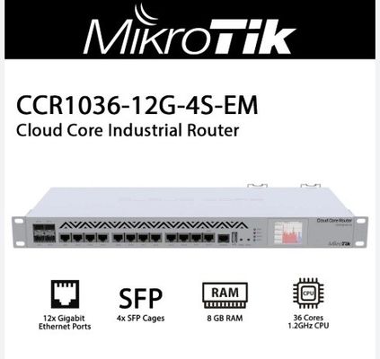4 SFP 4 SFP Network Router  Ethernet Ports Rackmount Enterprise CCR1036-12G-4S-EM