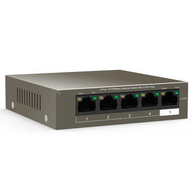 1Gbps Switch Capacity Customized Long Distance Transmission TEF1105P-4-63W 5-Port 10/100Mbps Desktop Switch with 4-Port PoE