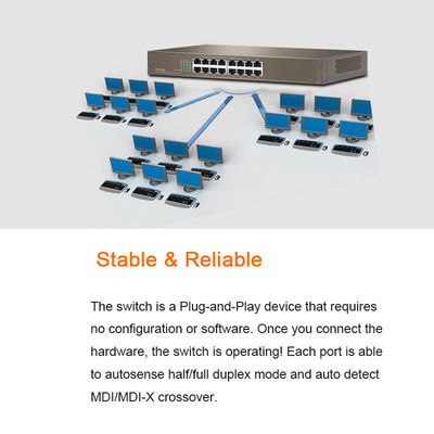 Customized TEF1016D 16-Port Fast Ethernet Desktop Rackmount Switch Full-Duplex Communication and Seamless Networking