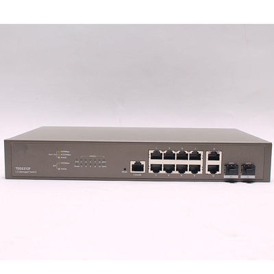 Stock personnalisé TEG5312F 10 ports L3 commutateur géré avec 10 * 10/100 / 1000 ports Ethernet Base-T et 2 * 1000 ports SFP Base-X