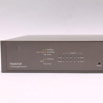 Stock personnalisé TEG5312F 10 ports L3 commutateur géré avec 10 * 10/100 / 1000 ports Ethernet Base-T et 2 * 1000 ports SFP Base-X