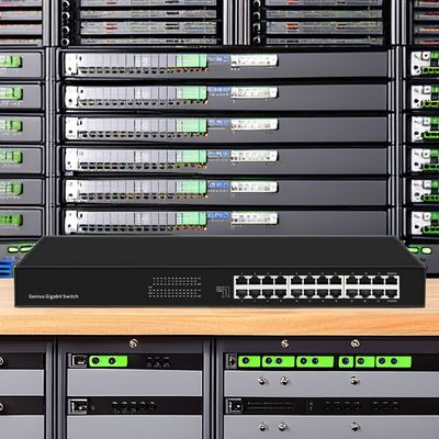 Stock 20-Port POE Gigabit Ethernet Switch Managed VLAN Stackable Switch with RJ45 Console Port 1 40 Gbps Switch Capacity