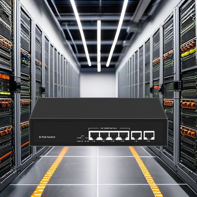 Transmit Rate 10/100/1000Mbps Photon PTD1006-4P-2F AI POE Switch 6-Port Network Switch with 4*100M PoE Ethernet 2FE Uplink