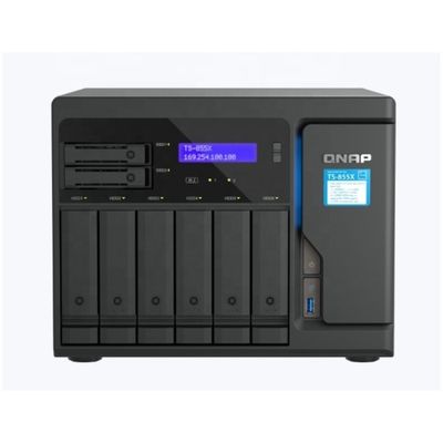 Nouveau stockage hybride TS-855X-8G NAS avec six disques durs de 3,5 pouces et deux disques SSD de 2,5 pouces