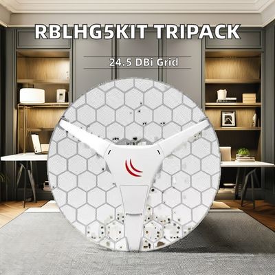 Brand New RBLHG5Kit Home Device 24.5 dBi Grid 802.11n Wireless Bridge AP LHG 5 Tripack with 1000mbps Wired Max LAN Data Rate