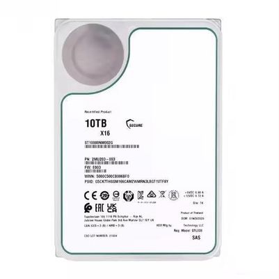 ST10000NM002G Exos X16 3,5" 7.2K 10TB Disco duro SAS Enterprise Server Disco duro con velocidad de escritura de 100-200MB/S y 7.2K RPM