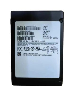 3.84T SAS MZILG3T8HCLS-00A07 Server Solid State Drive Sam Sung PM1653 2.5 SSD And 3Gb/s Interface Rate