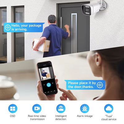 4MP de visión nocturna a prueba de agua IP WiFi Bala cámara de CCTV de red con audio Tuya Smart Home Seguridad inalámbrica cámara de CCTV