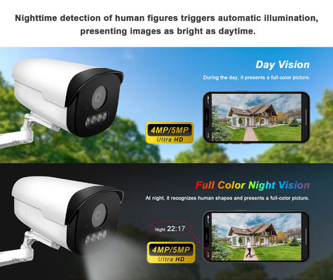Full Color Night Vision 4MP 5MP IP Bullet Network Camera CCTV Ip66 Security Camera HD POE Color Bullet Security Camera