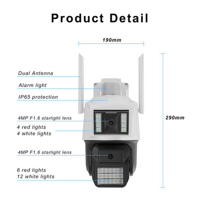 IP CCTV Wifi Two-Way Audio Motion Detection Network Camera Wireless Ptz Motion Tracking Sensor Dual Lens Security Camera