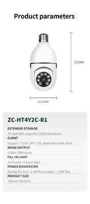 WIFI Bulb Network IP Camera Home E27 Light Bulb Camera HD 4MP With Night Vision Auto Tracking Wireless Security Camera