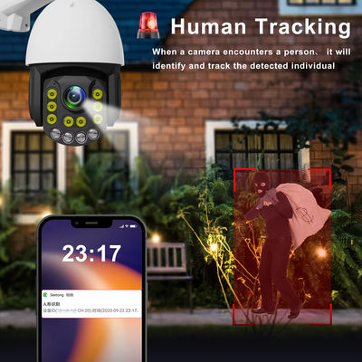 Alarme sonore extérieure imperméable à l'eau câblé Ptz Intelligent Poe Ai Smart Colorant Caméra de nuit Caméra de vidéosurveillance IP