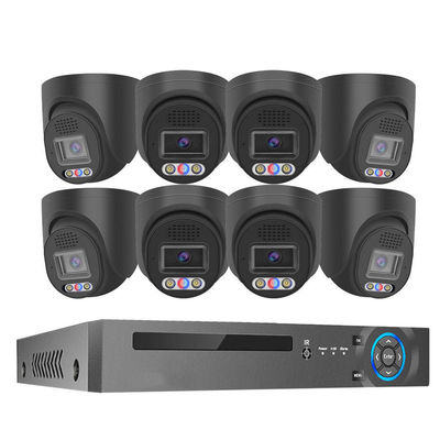 4K 8 Canal 8MP Alarma de luz roja y azul en el exterior en el hogar PoE NVR Kit Cctv IP cámaras de vigilancia Sistema de cámara de seguridad