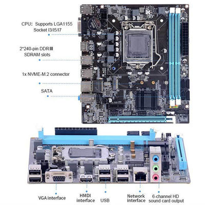 Customized H61 computer motherboard H61 Chipset desktop mainboard Dual channel DDR3 M-ATX pc motherboard