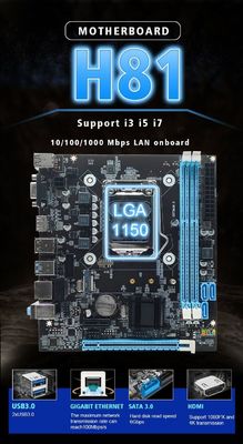 Factory wholesale H81 motherboard with processor i3/i5/i7 LGA1150 16GB M.2 Dual DDR3 PC Mother Boards