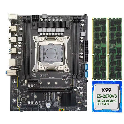 Customized X99 motherboard LGA 2011 set kit with Xeon E5 2670V3 CPU 16G 2*8G DDR4 RECC RAM 2133Mhz M-ATX NVME M.2