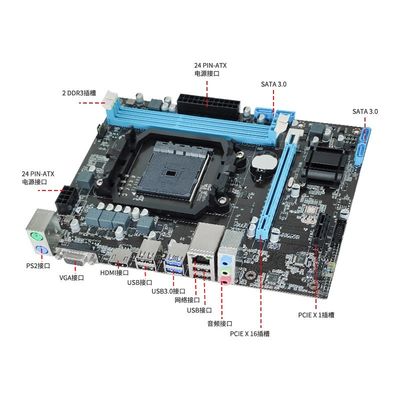 La carte mère d'ordinateur A88 personnalisée est équipée d'un processeur FM2+ qui prend en charge la carte mère 7650K 860K 870K A88