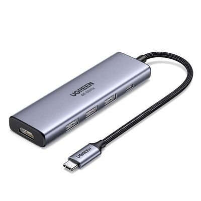 USB C Hub 5 in 1 USB C to HD-MI Splitter 3 USB A 3.0 Port and 5Gbps Type-C Data Port, 4KHDMI Port, PD 100W Charging