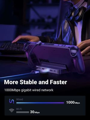 Steam Deck Dock 6-in-1 USB C Docking Station with 4K@60Hz HD-MI Gigabit Ethernet PD 100W Charging Steam Deck Stand