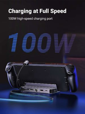 Steam Deck Dock 6-in-1 USB C Docking Station with 4K@60Hz HD-MI Gigabit Ethernet PD 100W Charging Steam Deck Stand