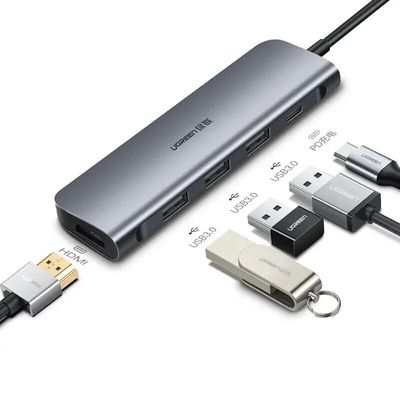 USB C Hub 5 in 1 Multiport Adapter 100W Power Delivery, 3 USB 3.0 Data Ports, 5Gbps Transfer Speed