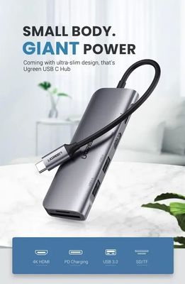 USB C Hub 5 in 1 Multiport Adapter 100W Power Delivery, 3 USB 3.0 Data Ports, 5Gbps Transfer Speed
