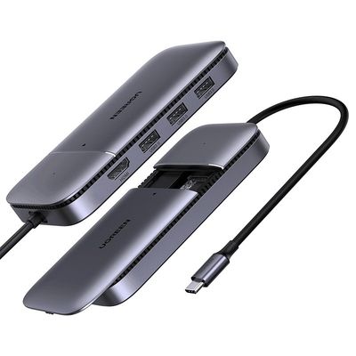 USB C Hub 60Hz 5-in-1 Gigabit Ethernet Adapter with 4K HD-MI PD 100W Fast Charging and 2 USB 3.0 Type C Multiport Adapter