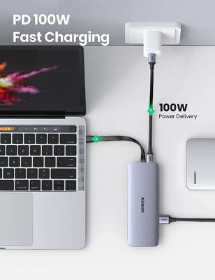 USB C Hub 9 in 1 USB Type C Multiport Adapter Dock with 4K HD-MI VGA Gigabit Ethernet PD Charging 3 USB 3.0 Ports