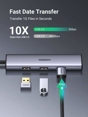 4 in 1 Hub USBC to USB Hub with 4 USB 3.0 Ports Aluminum Shell USB-C Hub for Laptop
