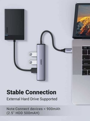 4 in 1 Hub USBC to USB Hub with 4 USB 3.0 Ports Aluminum Shell USB-C Hub for Laptop