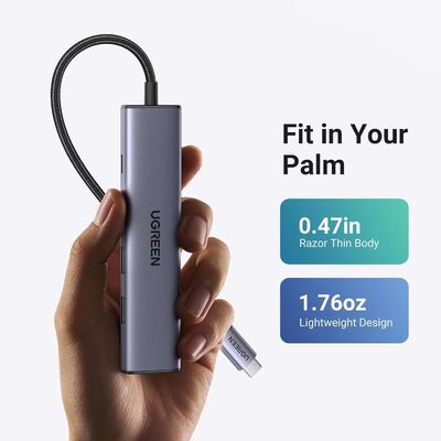 Revodok 105 USB C Hub 5 in 1 Multiport Adapter 4K-HDMI, 100W Power Delivery, 3 USB-A Data Ports, USB C Dongle
