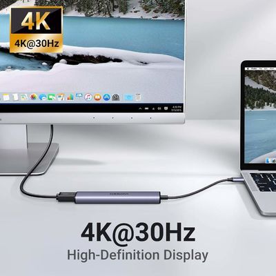 Revodok 105 USB C Hub 5 in 1 Multiport Adapter 4K-HDMI, 100W Power Delivery, 3 USB-A Data Ports, USB C Dongle