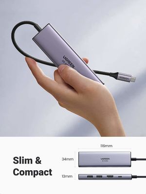 Adaptateur 6 en 1 USB C à USB Hub 4K @ 60Hz avec 3 ports USB 3.0 Lecteur de carte SD/TF Adaptateur multiport Dongle Type C