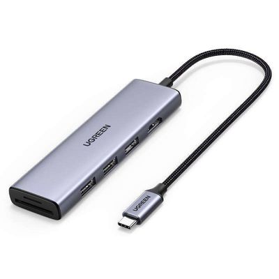 Adaptateur 6 en 1 USB C à USB Hub 4K @ 60Hz avec 3 ports USB 3.0 Lecteur de carte SD/TF Adaptateur multiport Dongle Type C