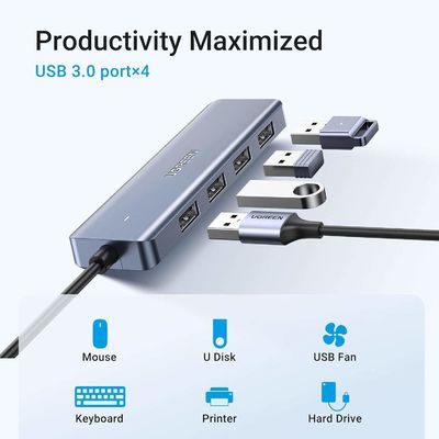 USB C Hub avec 4 ports, USB C à USB Hub avec 4 ports USB 3.0, Splitter USB C pour ordinateur portable