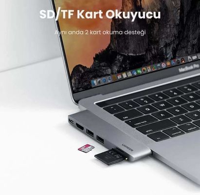 USB C Hub Adapter for MacBook with 4K-HDMI Thunderbolt 3 100W Power Delivery SD TF Card Reader and 2 USB 3.0 Ports
