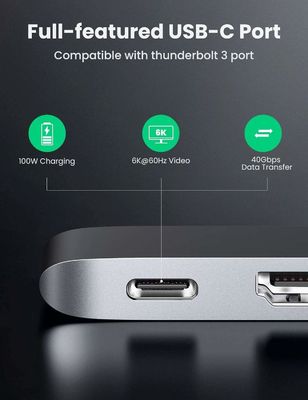 USB Type C to 4K-HDMI Thunderbolt 3 100W Power Delivery 3 USB 3.0 Port Adapter Dock Station for MacBook