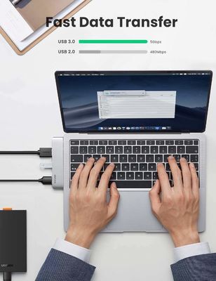 USB Type C to 4K-HDMI Thunderbolt 3 100W Power Delivery 3 USB 3.0 Port Adapter Dock Station for MacBook