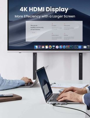 USB Type C to 4K-HDMI Thunderbolt 3 100W Power Delivery 3 USB 3.0 Port Adapter Dock Station for MacBook