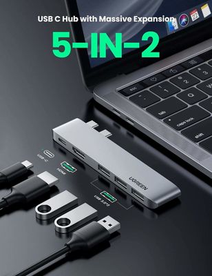 USB Type C to 4K-HDMI Thunderbolt 3 100W Power Delivery 3 USB 3.0 Port Adapter Dock Station for MacBook