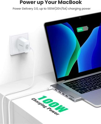 USB C to Dual-HDMI Adapter 7 in 1 USB C Thunderbolt 3 Adapter to Dual HDMI 2 USB3.0 100W PD Port USB C to SD TF Card