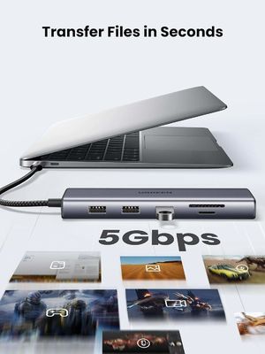USB C Hub, 10-in-1 USB-C Dongle with 4K-HDMI & VGA Dual Monitor,1Gbps Ethernet,100W PD,3 USB 3.0 Ports,3.5mm Audio Jack