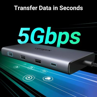 Revodok Pro 210 Docking Station 10 en 1 USB C Dock HD-MI double 4K@60Hz Unique 8K@30Hz 100W PD 5Gbps Ports USB C et USB A