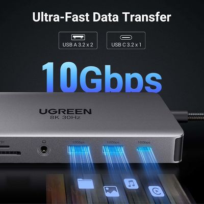Revodok Pro 211 Laptop Docking Station 11 in 1 USB C Dock Dual HD-MI 10Gbps Data Port 100W PD Gigabit Ethernet CM-681-15965