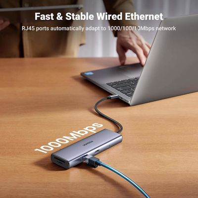 Revodok 9 in 1 USB C Hub Gigabit Ethernet Adapter 100W PD Charging,USB A&C Data Ports, SD/TF Card Reader