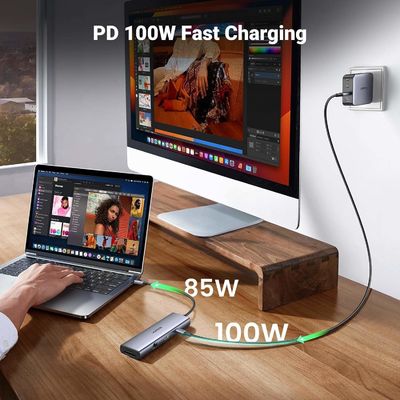 Revodok 9 in 1 USB C Hub Gigabit Ethernet Adapter 100W PD Charging,USB A&C Data Ports, SD/TF Card Reader