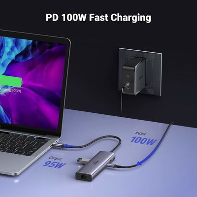 7 In 1 Network Device Gigabit Ethernet Adapter 100W PD Charging