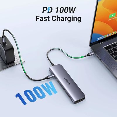 4K HDMI Network Device 1071 USB C Hub For Laptop 7 In 1 USB C Dongle