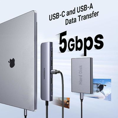 4K HDMI Network Device 1071 USB C Hub For Laptop 7 In 1 USB C Dongle