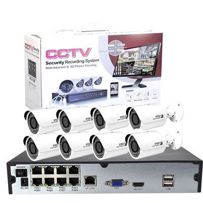 8Ch 1080P 2MP PoE Monitor Line IP Camera NVR Kit with Night Vision and Waterproof Surveillance Camera System